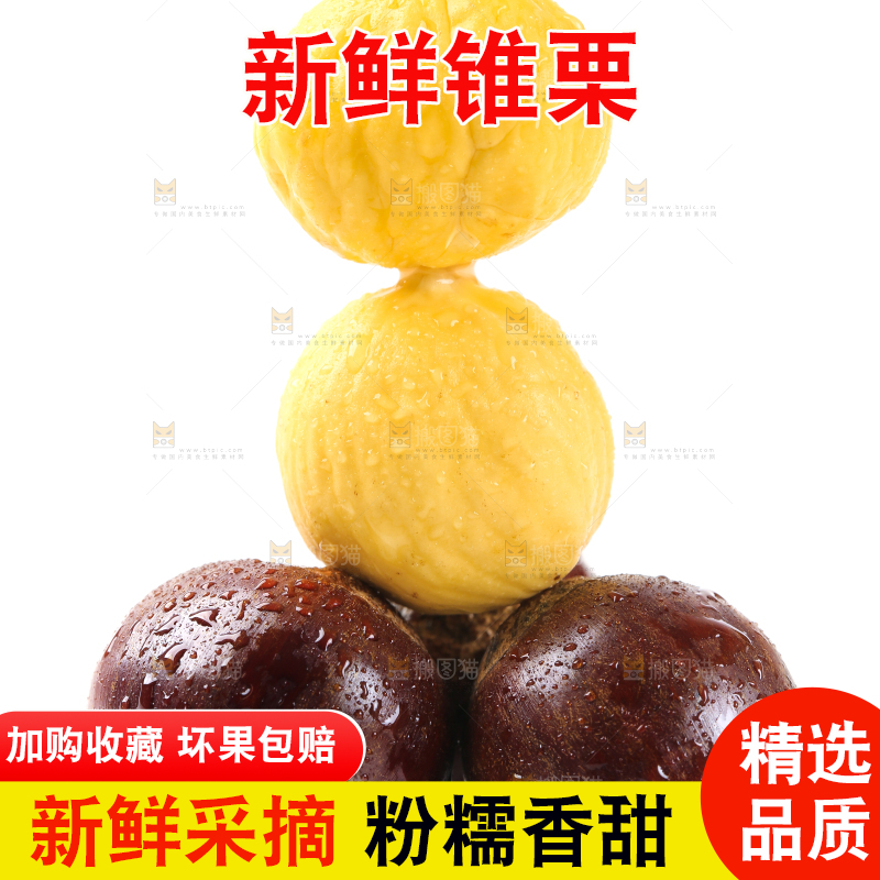白底上放着建瓯圆锥栗