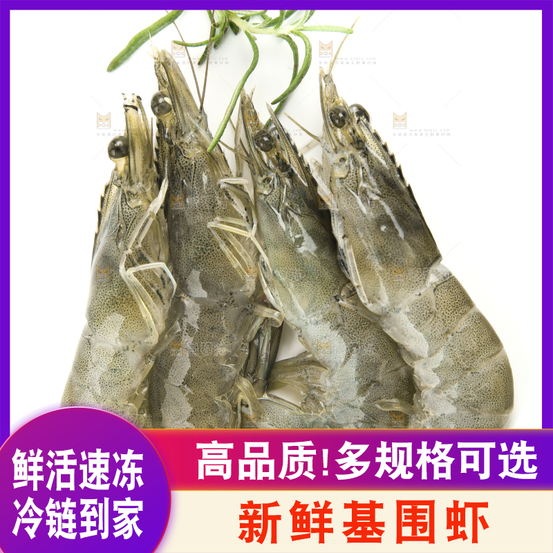 白底上放着对虾