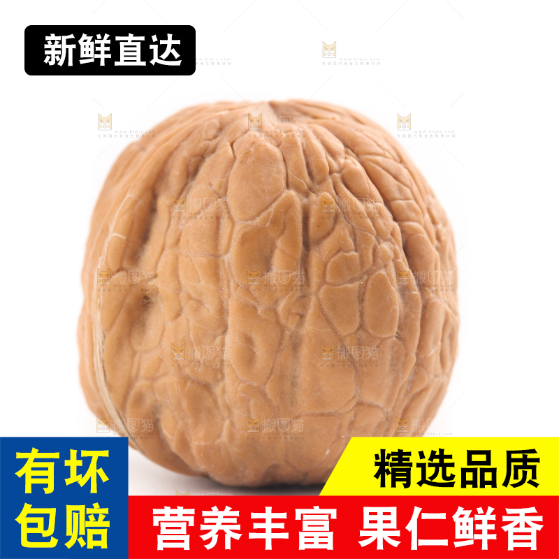 白底上放着一个核桃