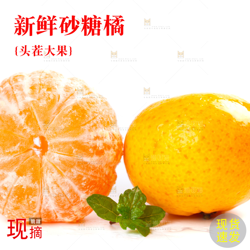 白底上的砂糖橘和小橘子果肉