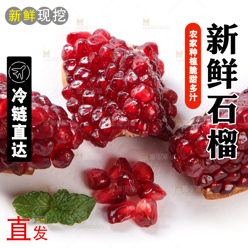 白底上黑籽石榴