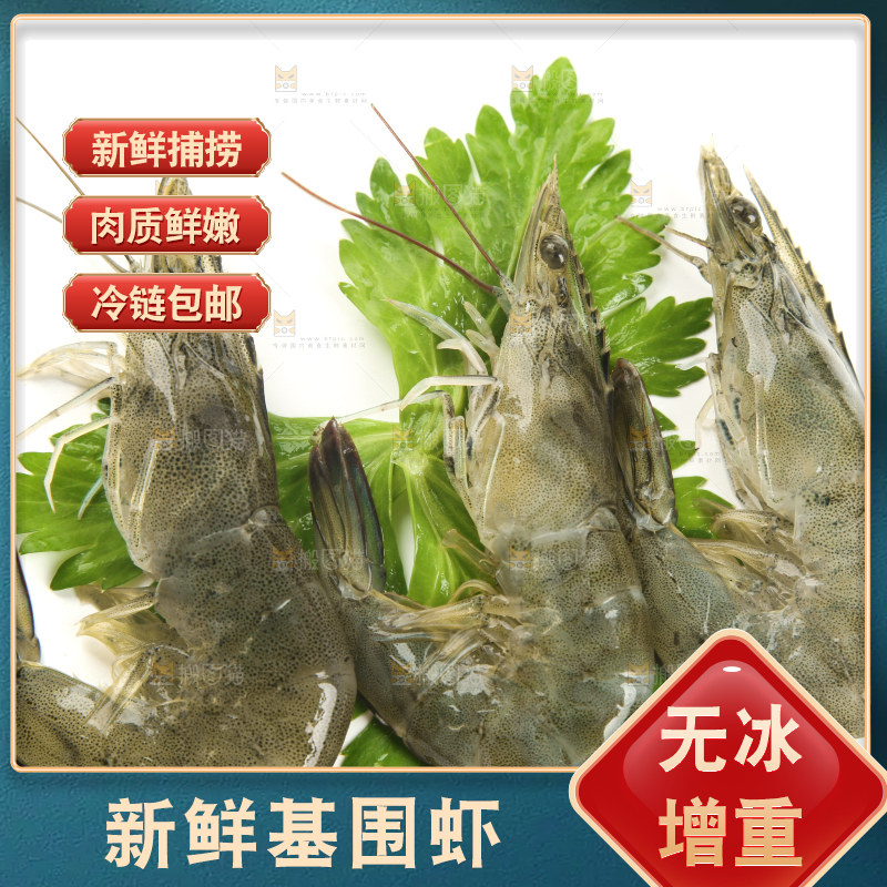 白底上放着对虾