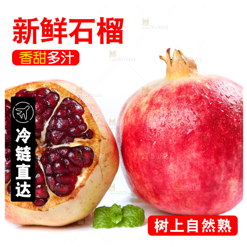 白底上的石榴