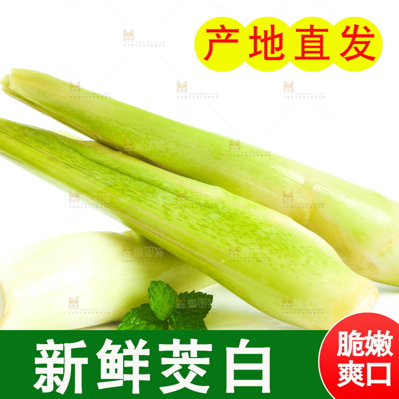白底上放着茭白