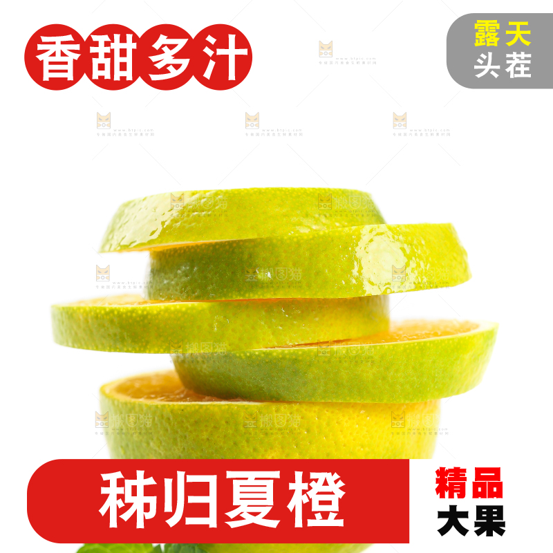 白底上切块的脐橙