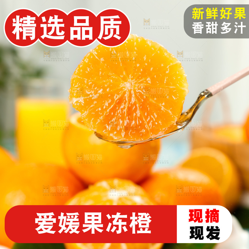 勺子上挖着爱媛果冻橙果肉
