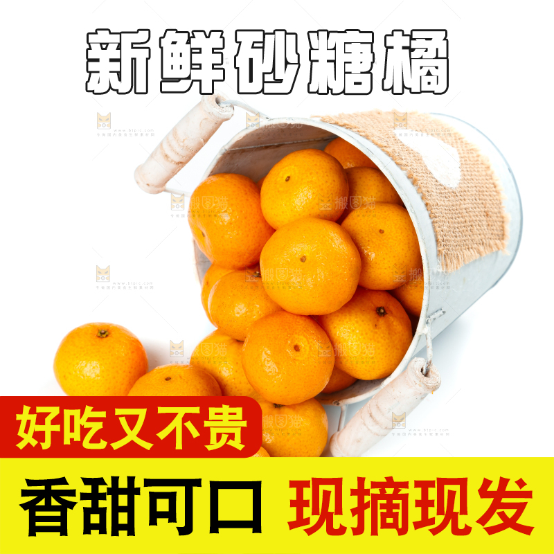 白底上桶里的小蜜桔