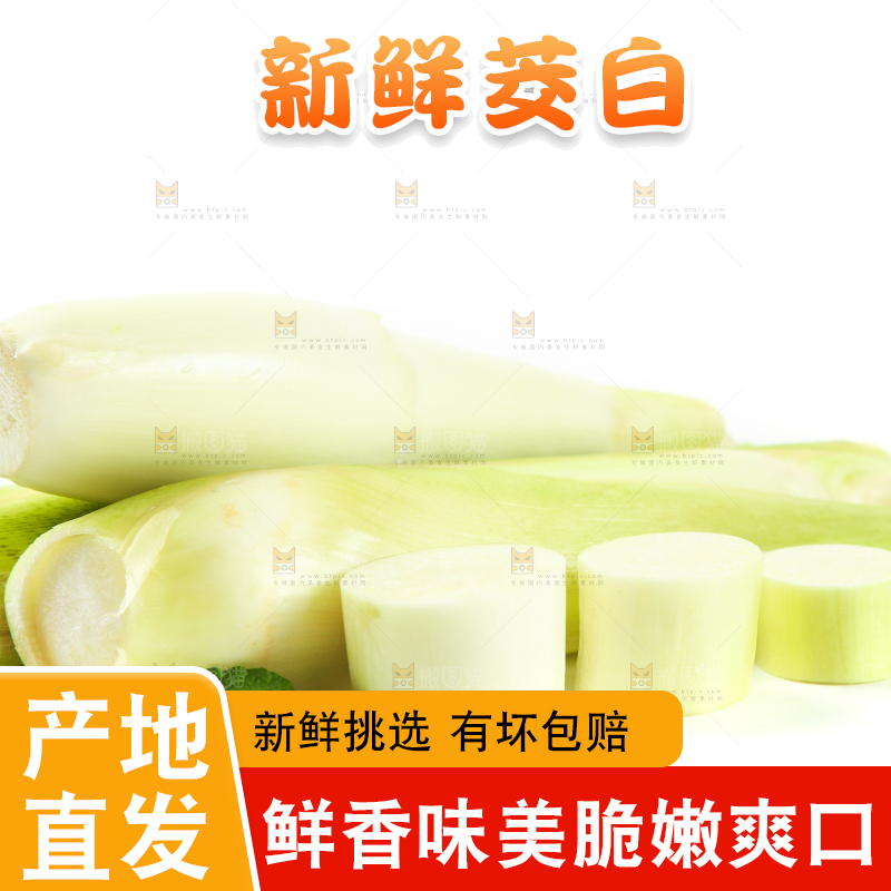 白底上放着一堆湖北新鲜茭白