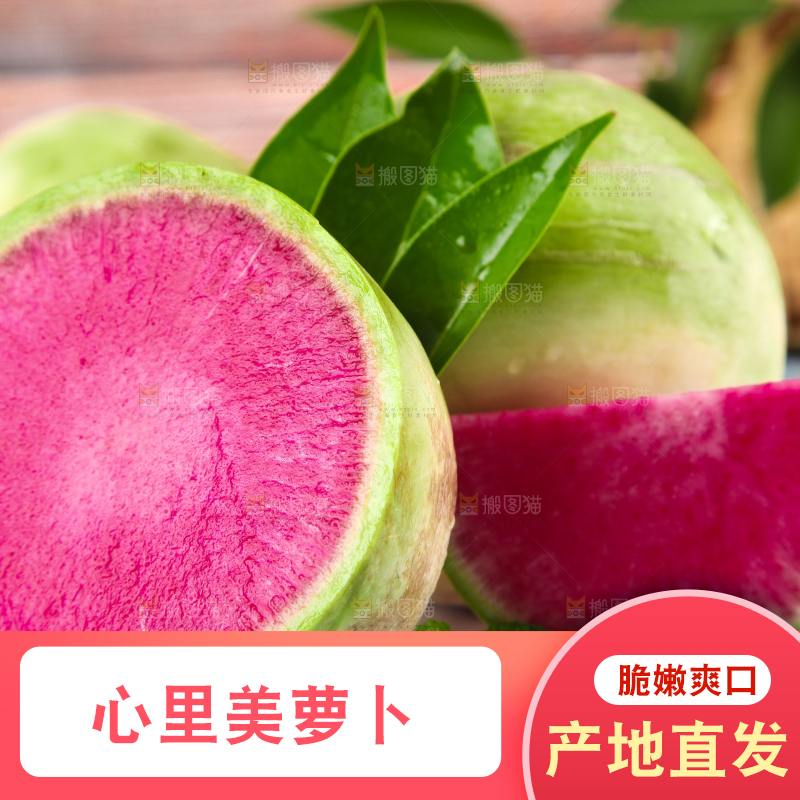 浅底上摆放着心里美萝卜