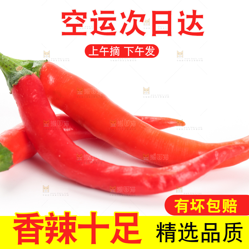 白底上摆放着红辣椒