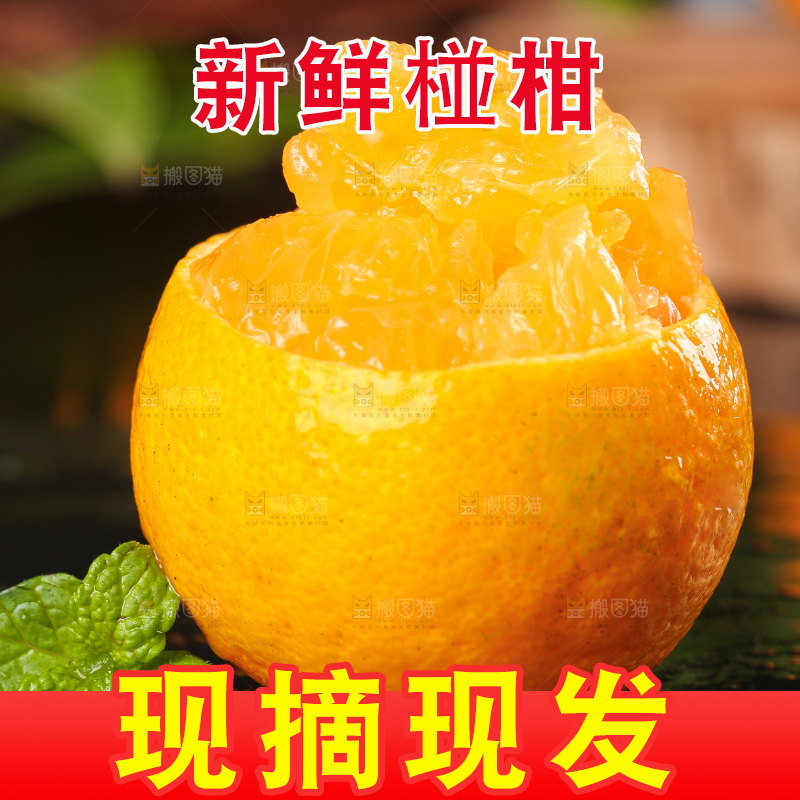 黑底上摆放着椪柑