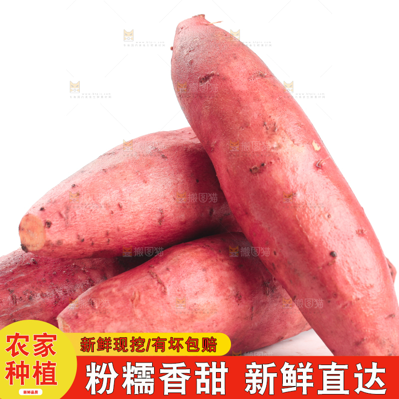 白底上摆放着蜜薯