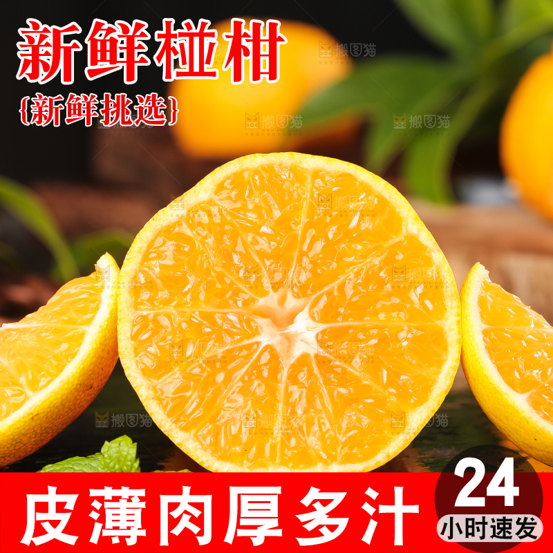 黑底上摆放着椪柑