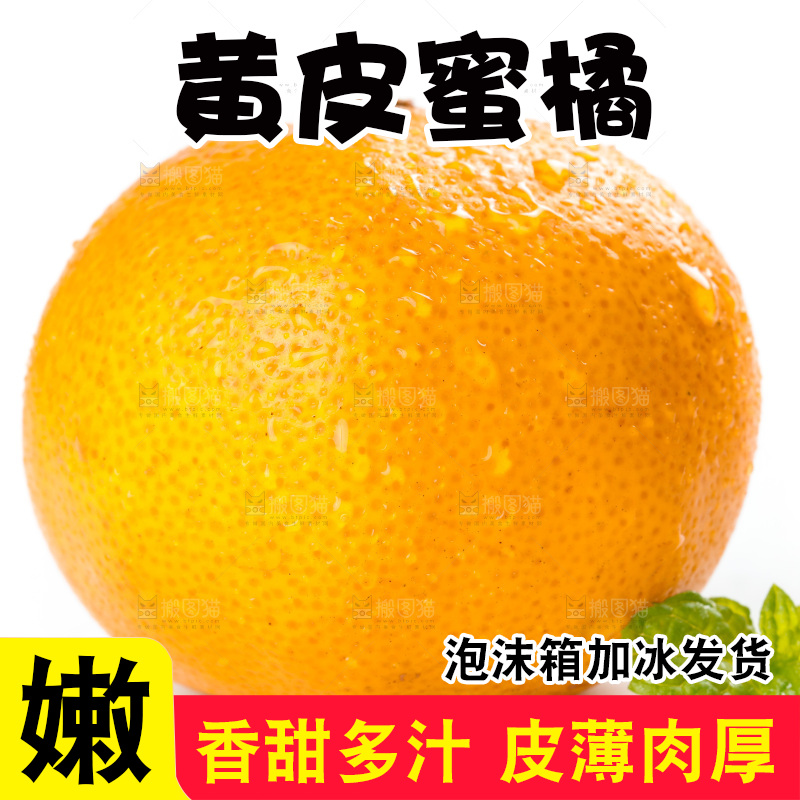 白底上放着蜜橘