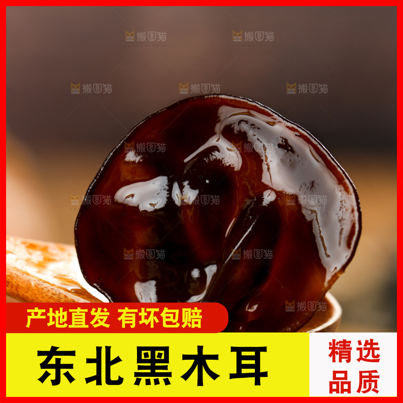 勺子上放着黑木耳