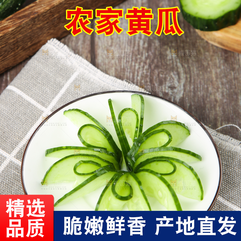 格子底上摆放着黄瓜