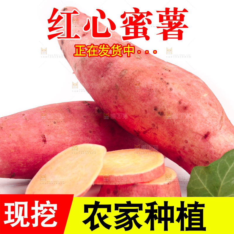 白底上摆放着蜜薯