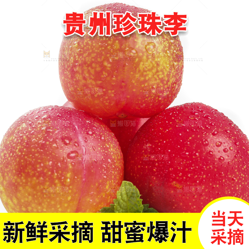 白底上的红李子