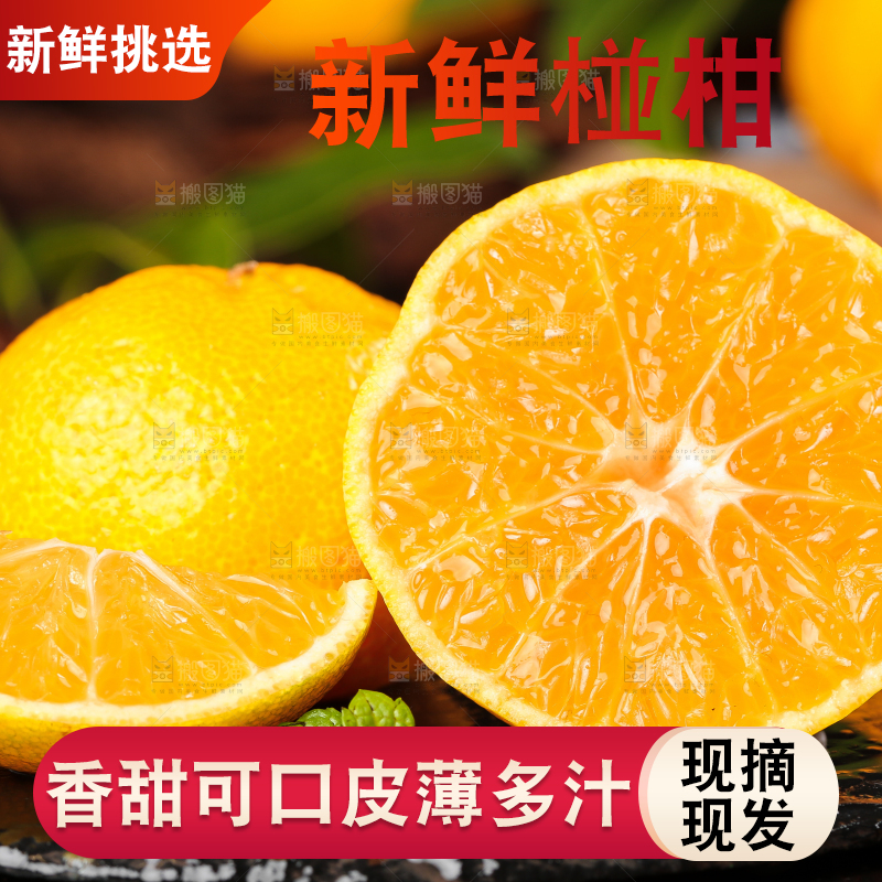 黑底上摆放着椪柑