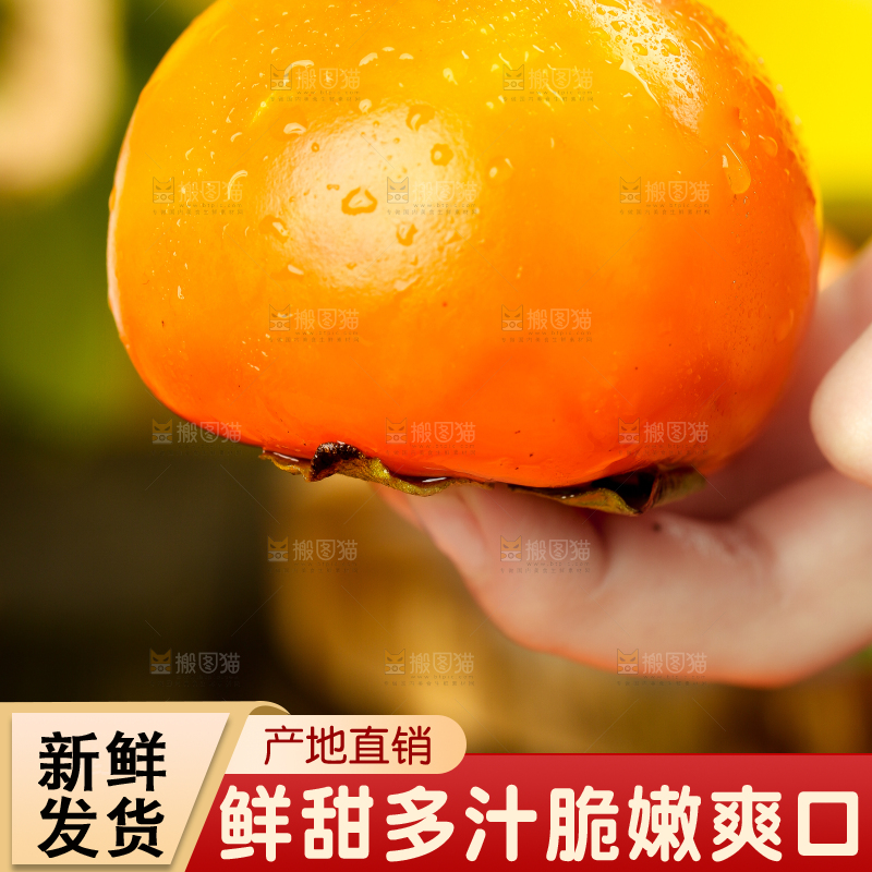 手里拿着柿子