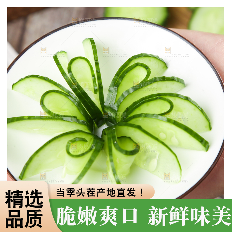 格子底上摆放着黄瓜