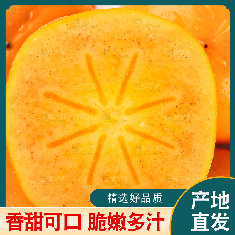 白底上摆放着脆柿子
