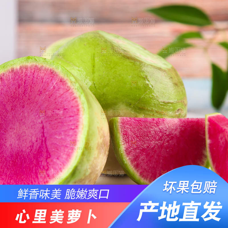 浅底上摆放着心里美萝卜