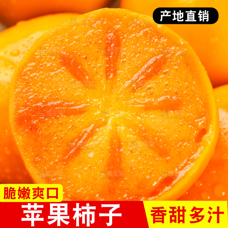 白底上摆放着脆柿子