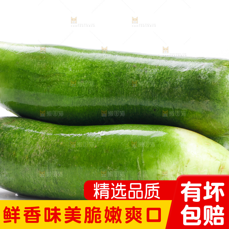 白底上摆放着绿心萝卜