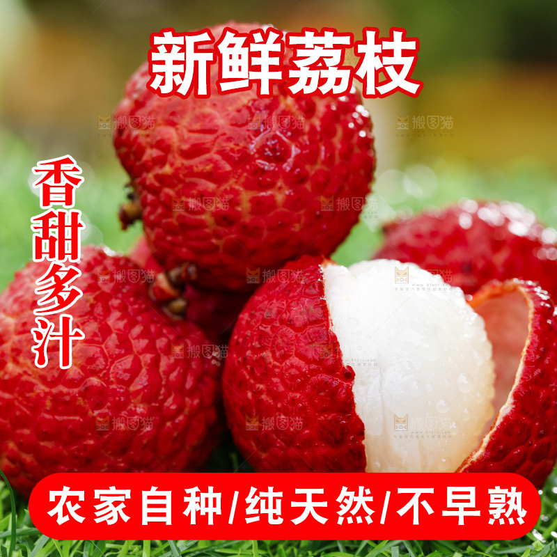 草地上的荔枝