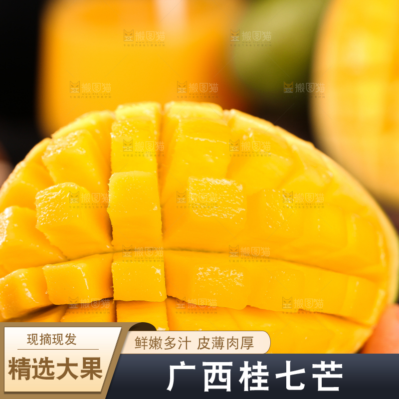 手拿切开的桂七芒