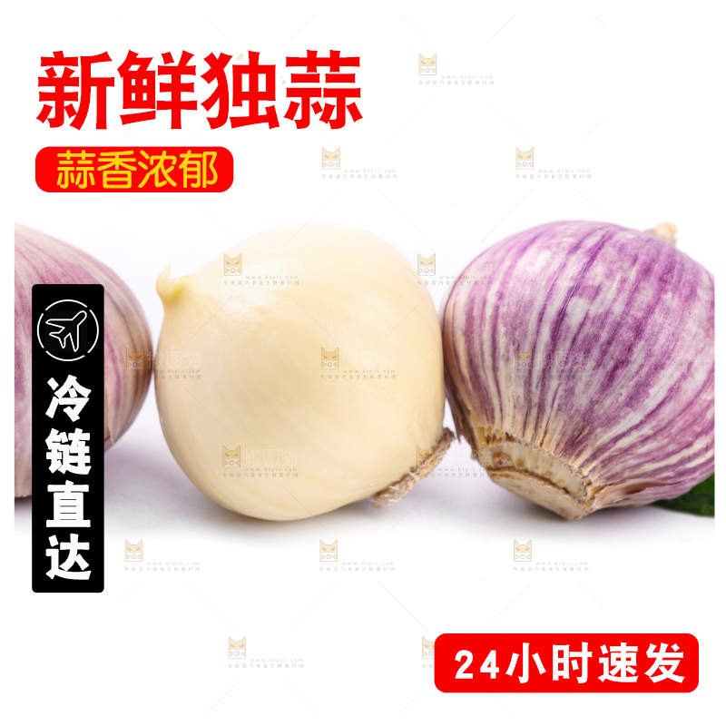 白底上摆放着紫皮独蒜