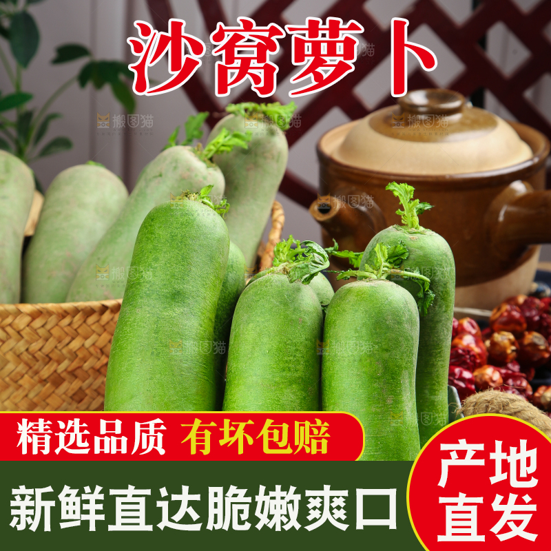 篮子里放着绿心萝卜