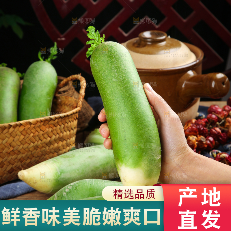 盘子里摆放着青萝卜