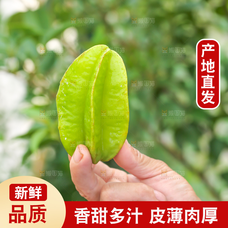 手里拿着青皮杨桃