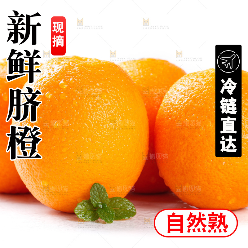 白底上摆放着脐橙