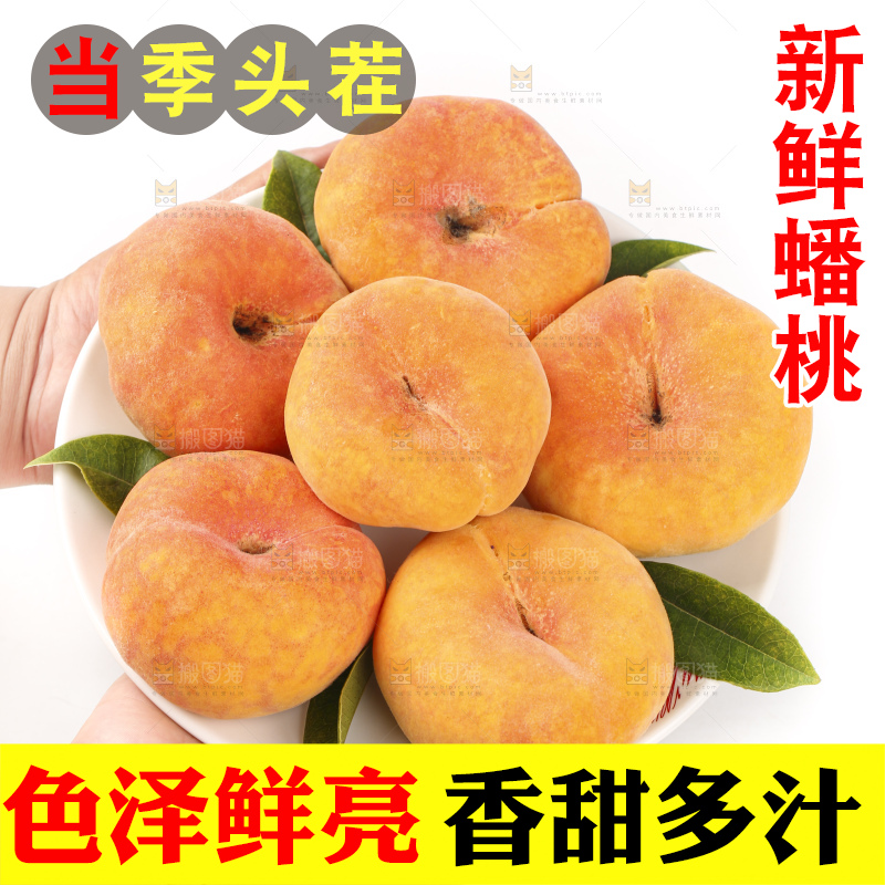 白底上手捧一盘黄金蟠桃