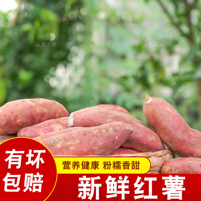 草地上放着一盘红薯