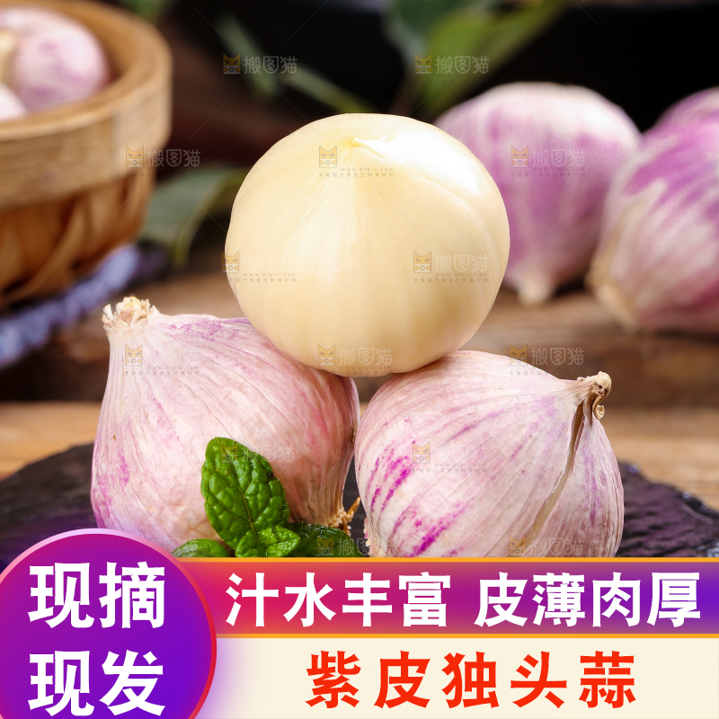 木底上摆放着紫皮独蒜