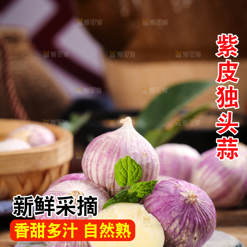木底上摆放着紫皮独蒜