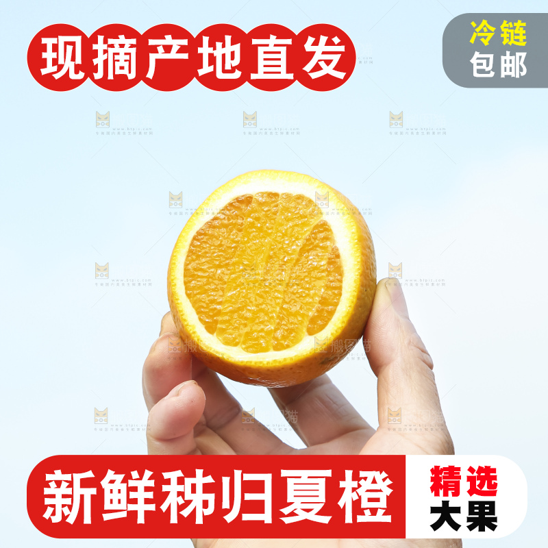 手拿切开的夏橙