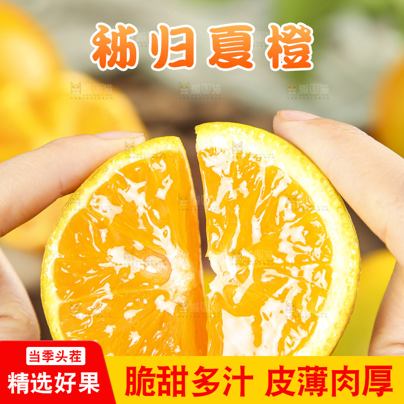 手拿切开的夏橙