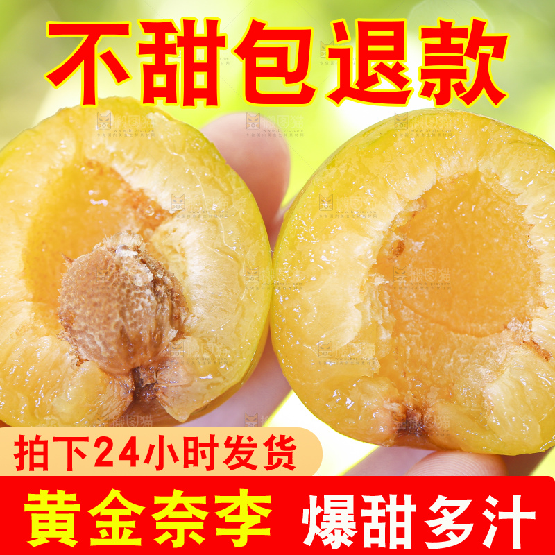 手拿掰开的黄金奈李