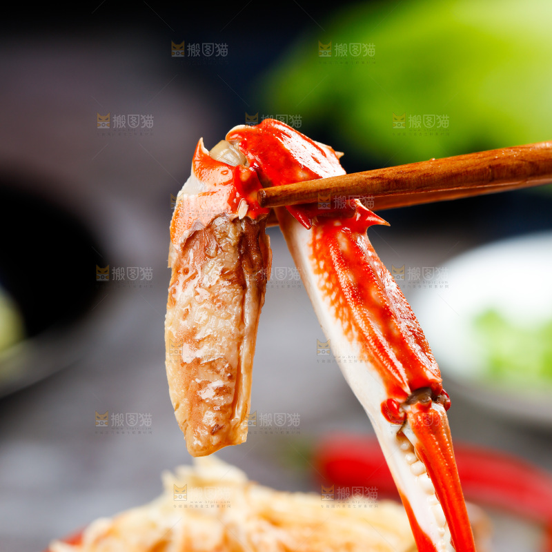 筷子夹着梭子蟹钳