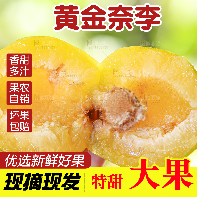 手拿掰开的黄金奈李