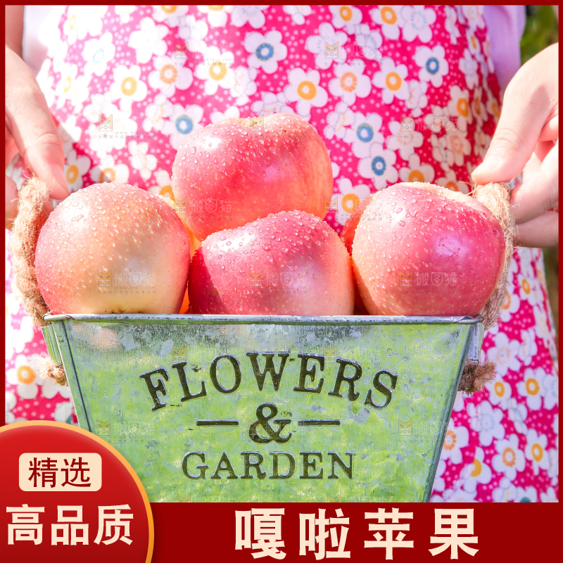 手拿一桶嘎啦苹果