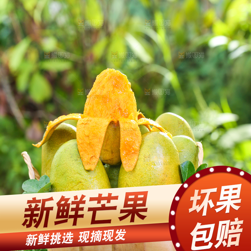 草地上放着一筐攀枝花椰香芒
