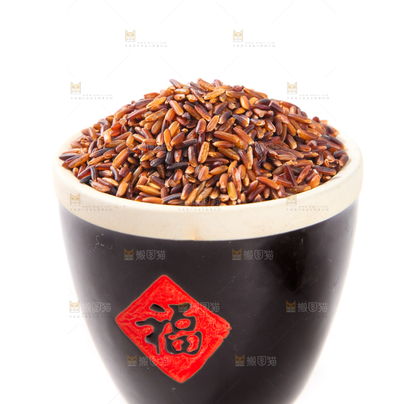 白底上放着一缸紫香米