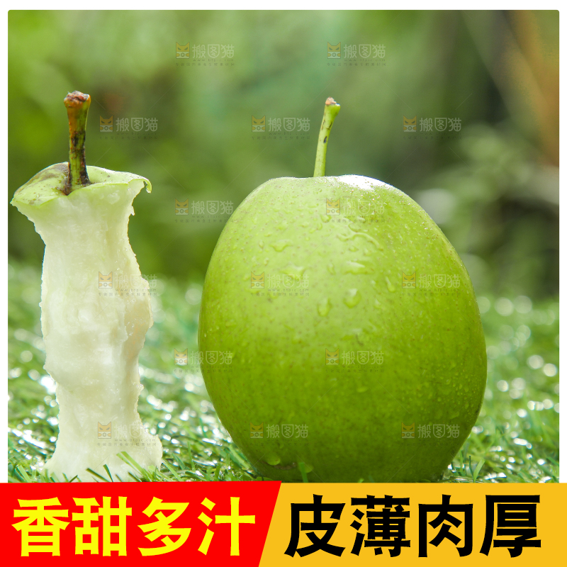 草地上放着早酥梨果核