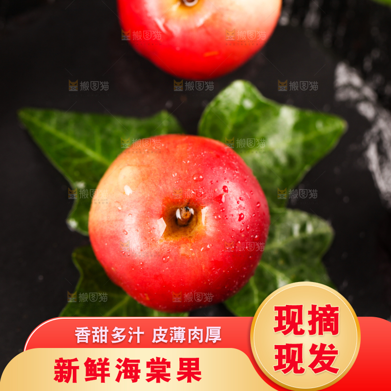黑石板上的海棠果